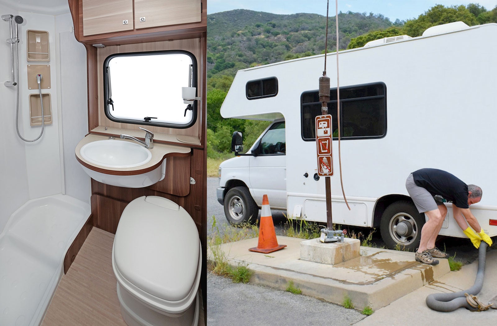 Portable RV/camper toilet and holding tank setup in Cape Girardeau, Missouri