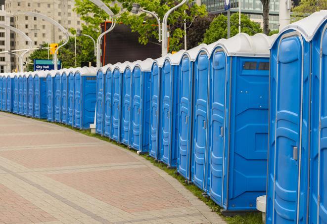 Seasonal porta potty units set up at a Cape Girardeau, Missouri venue