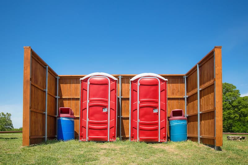 Short-term porta potty units staged for delivery in Cape Girardeau, Missouri